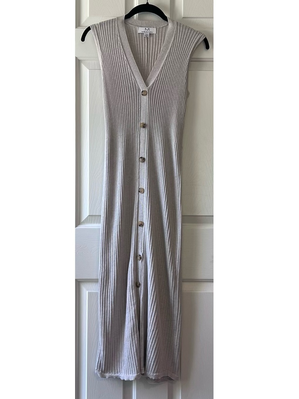 Magaschoni Sleeveless Ribbed Button-Front Maxi Dress